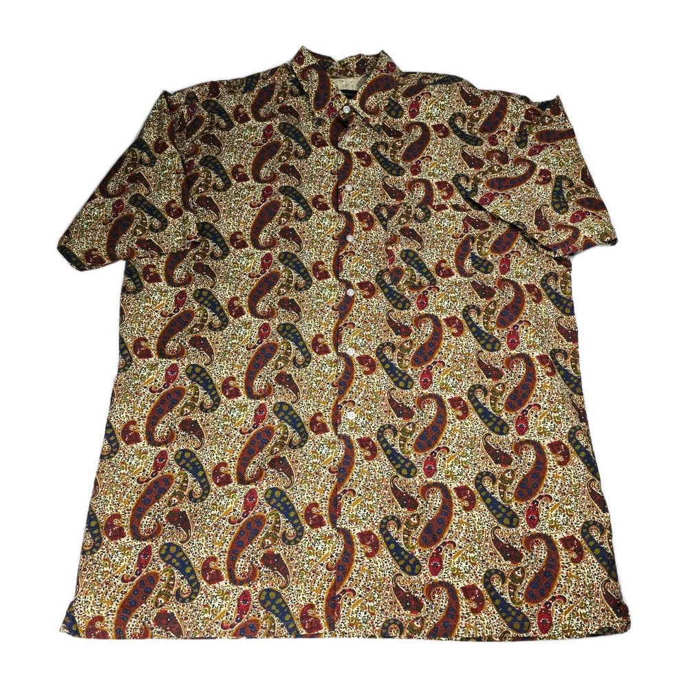 Gitman Bros. Mens XL Short Sleeve Button Up Paisley Print Casual Shirt Vintage